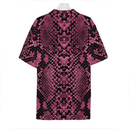 Pink And Black Snakeskin Print Hawaiian Shirt