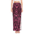 Pink And Black Snakeskin Print High Slit Maxi Skirt