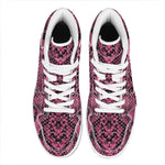 Pink And Black Snakeskin Print High Top Leather Sneakers