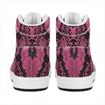 Pink And Black Snakeskin Print High Top Leather Sneakers