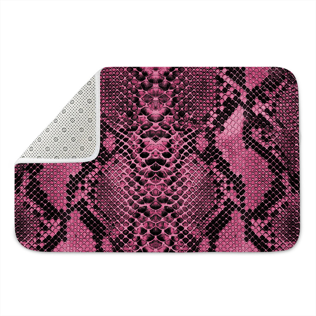 Pink And Black Snakeskin Print Indoor Door Mat