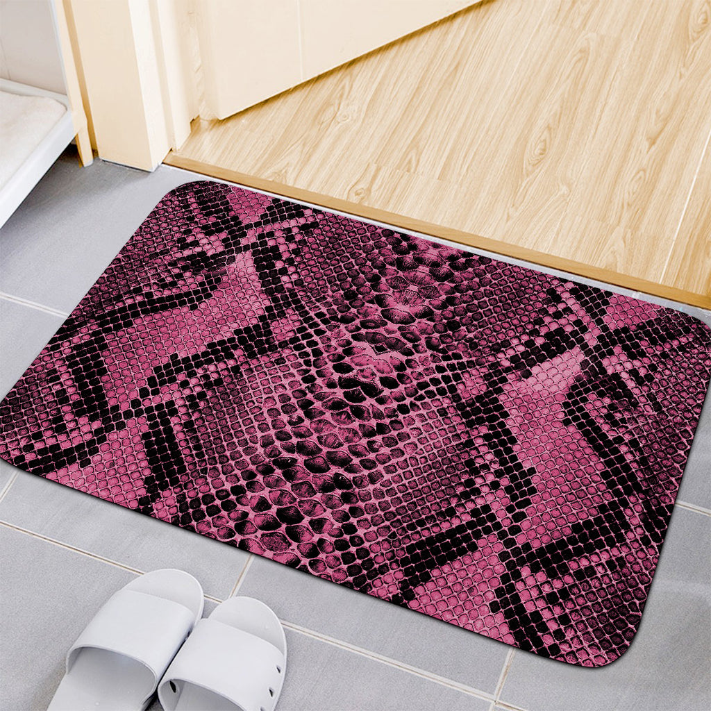 Pink And Black Snakeskin Print Indoor Door Mat