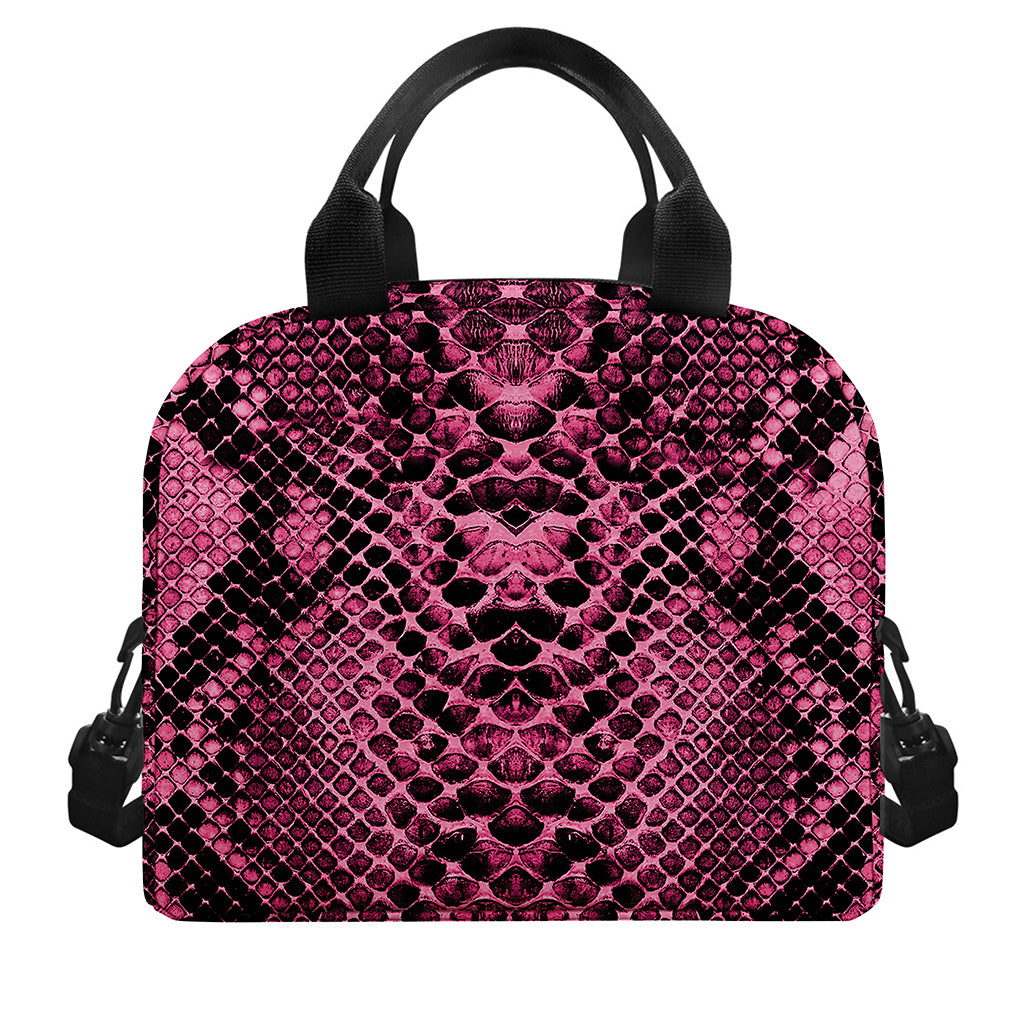 Pink And Black Snakeskin Print Insulated Lunch Bag
