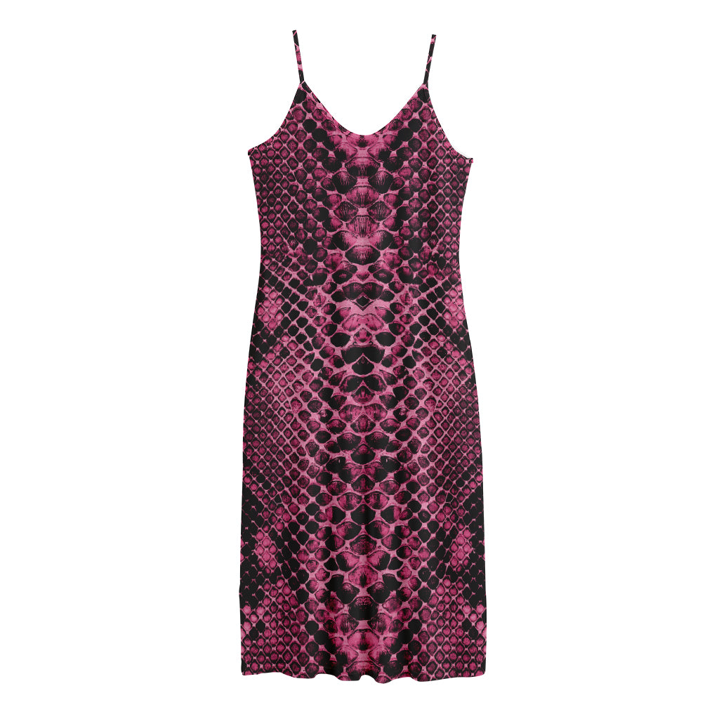Pink And Black Snakeskin Print Jersey Midi Cami Dress