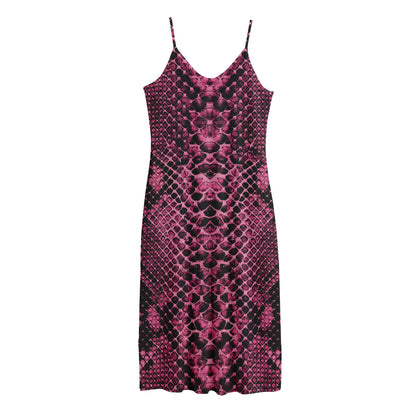 Pink And Black Snakeskin Print Jersey Midi Cami Dress