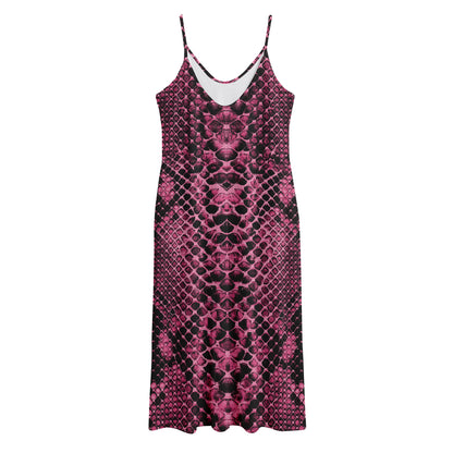 Pink And Black Snakeskin Print Jersey Midi Cami Dress