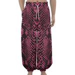 Pink And Black Snakeskin Print Lantern Pants
