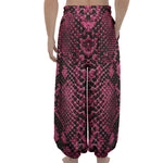 Pink And Black Snakeskin Print Lantern Pants