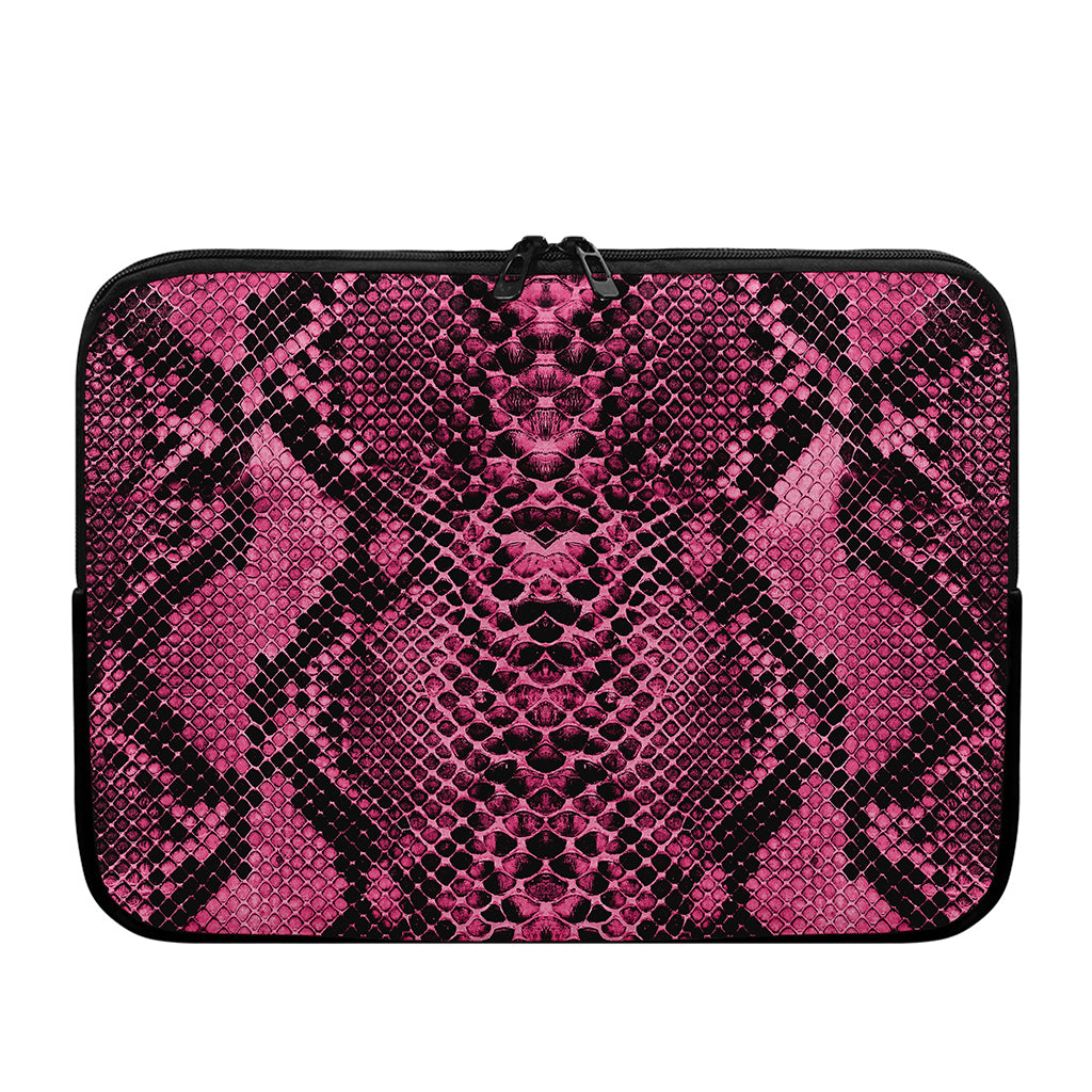 Pink And Black Snakeskin Print Laptop Sleeve