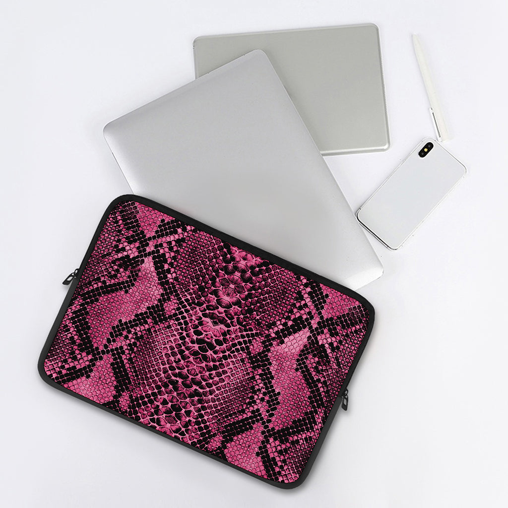 Pink And Black Snakeskin Print Laptop Sleeve