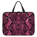 Pink And Black Snakeskin Print Laptop Sleeve With Handle