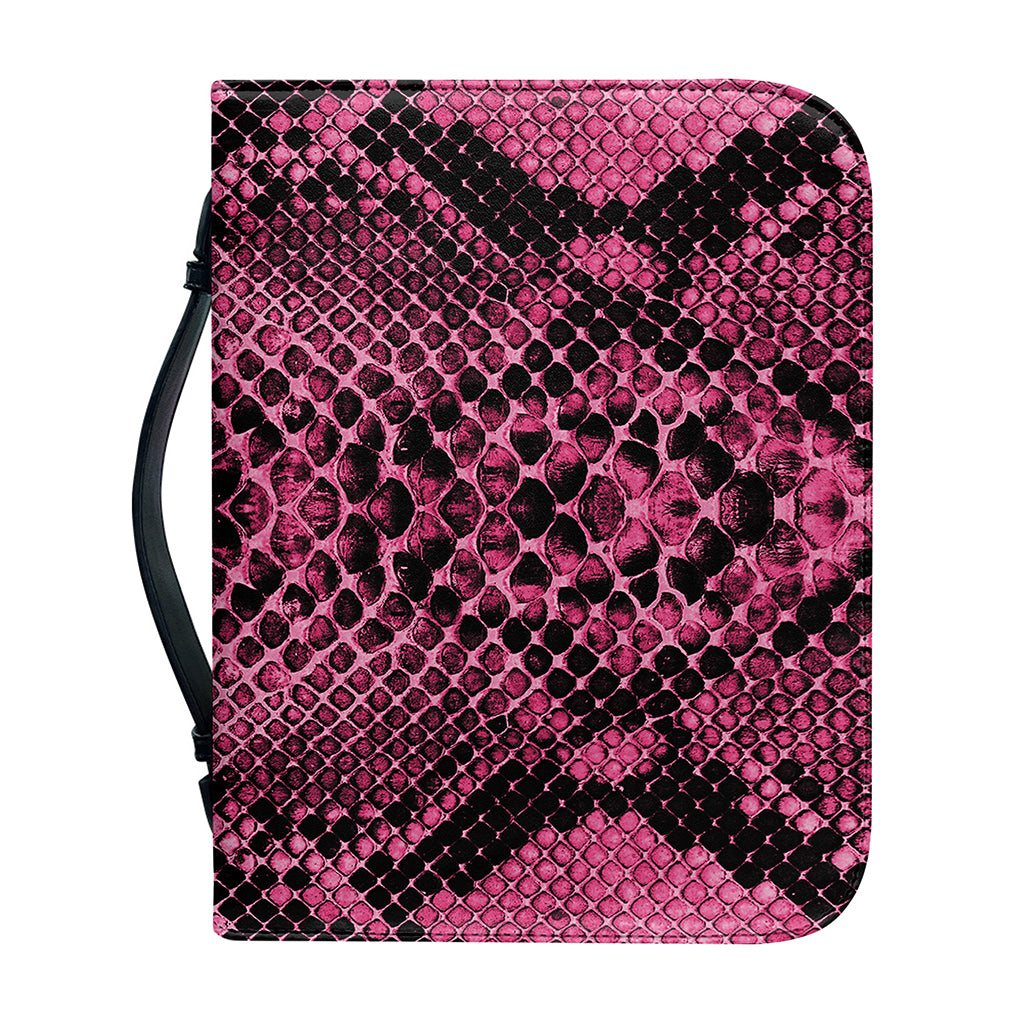 Pink And Black Snakeskin Print Leather Bible Cover