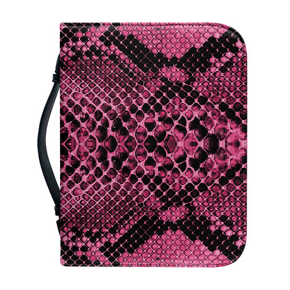 Pink And Black Snakeskin Print Leather Bible Cover