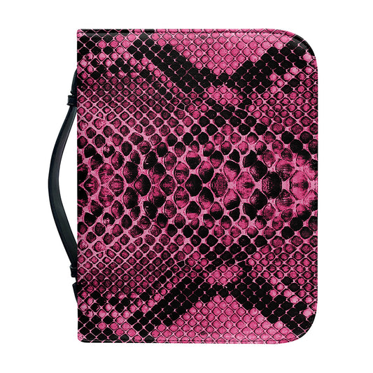 Pink And Black Snakeskin Print Leather Bible Cover