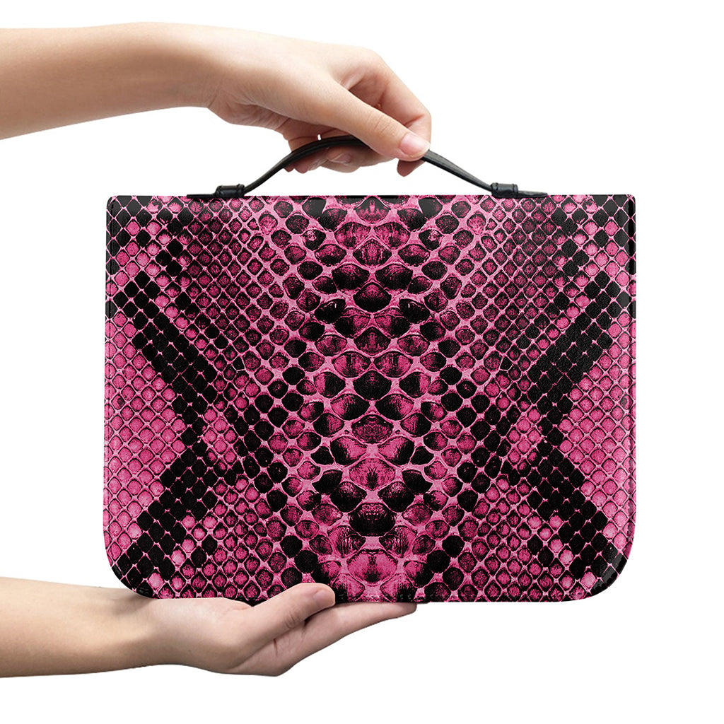 Pink And Black Snakeskin Print Leather Bible Cover