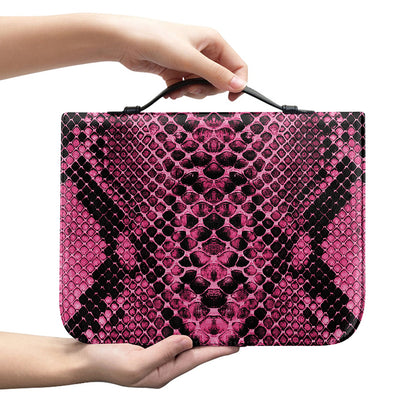 Pink And Black Snakeskin Print Leather Bible Cover