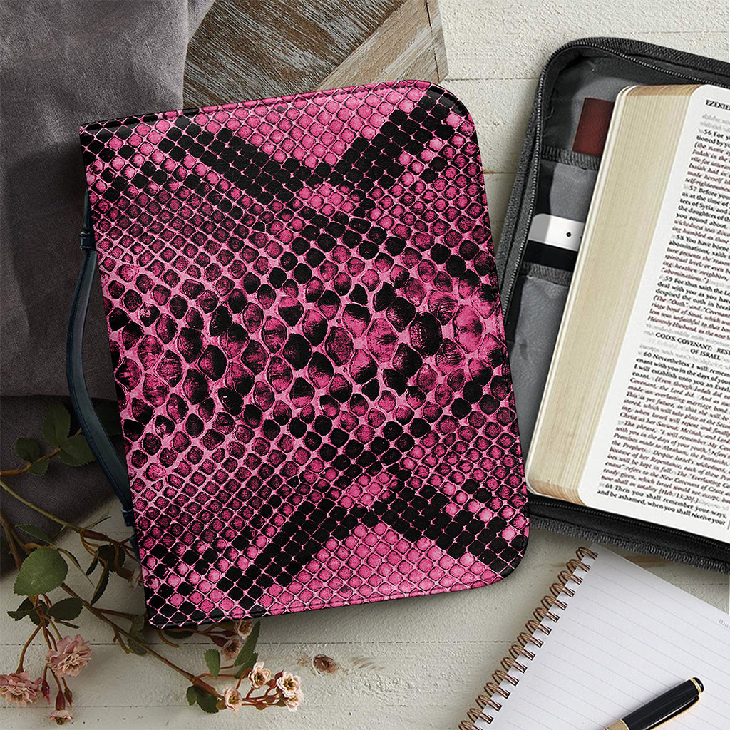 Pink And Black Snakeskin Print Leather Bible Cover