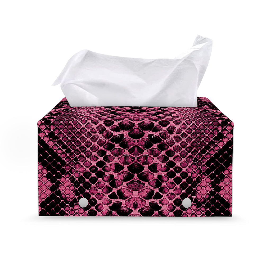 Pink And Black Snakeskin Print Leather Tissue Box Cover