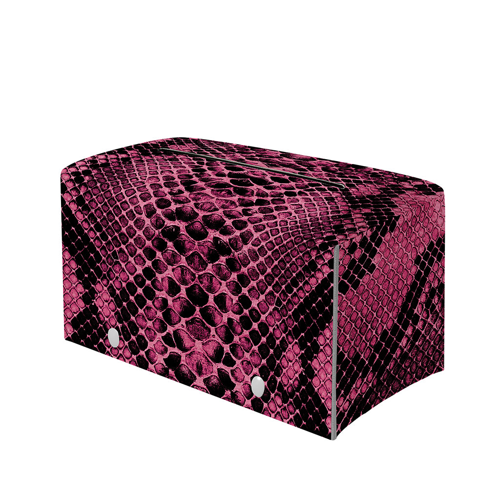 Pink And Black Snakeskin Print Leather Tissue Box Cover
