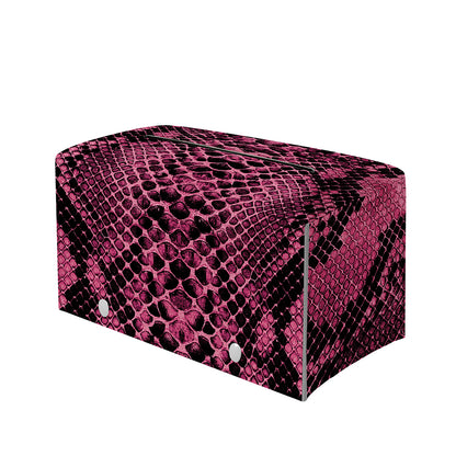 Pink And Black Snakeskin Print Leather Tissue Box Cover