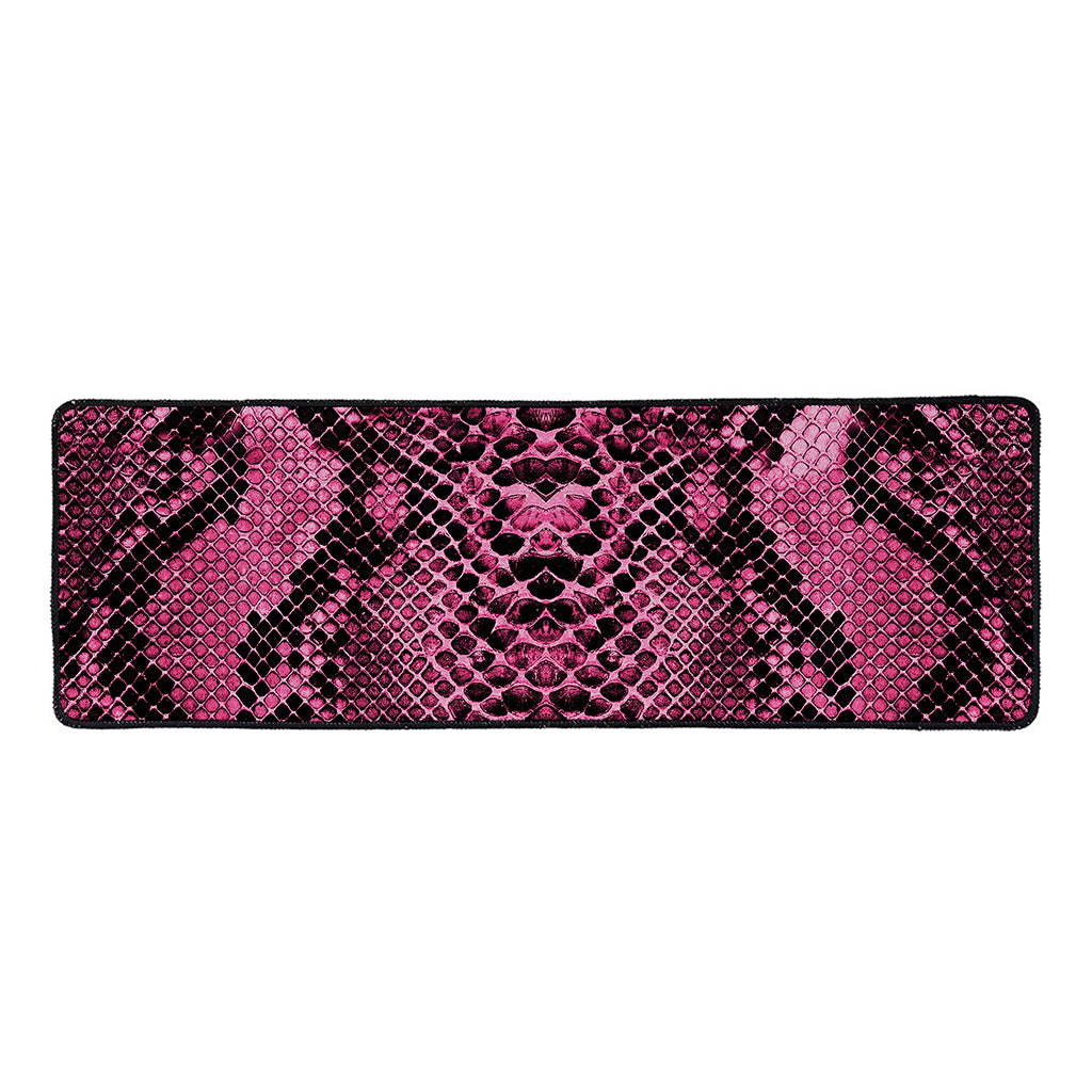 Pink And Black Snakeskin Print Long Kitchen Mat
