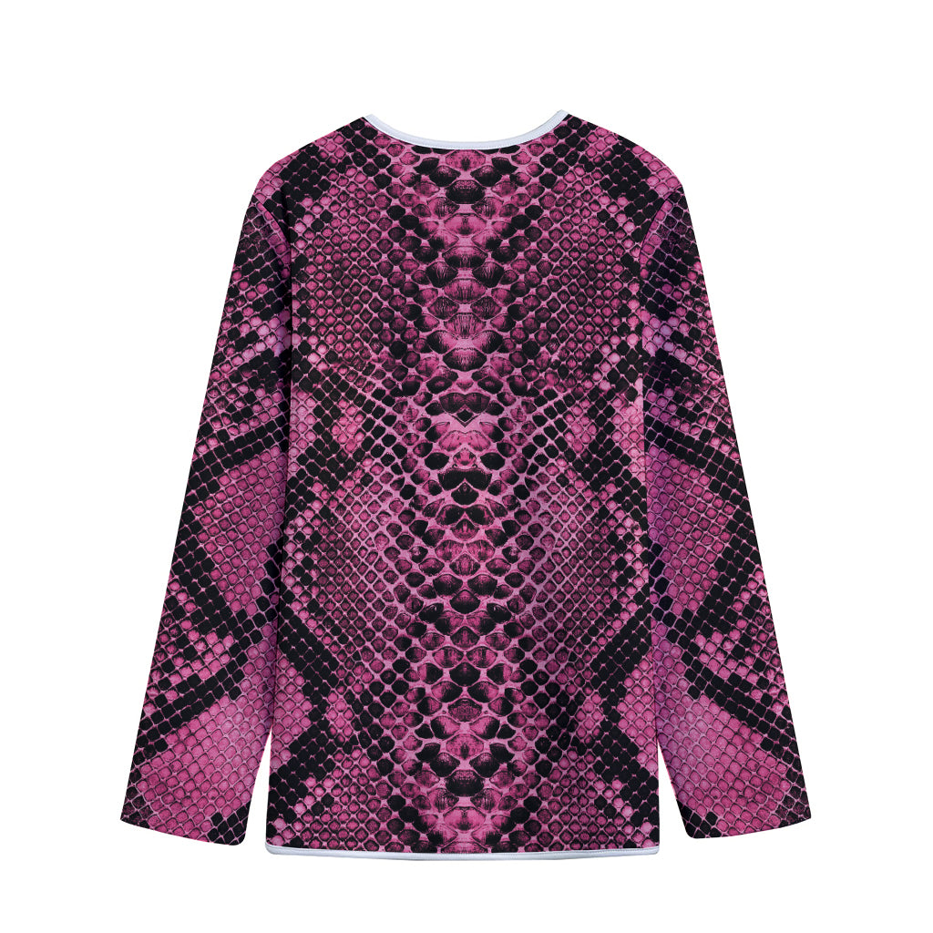 Pink And Black Snakeskin Print Long Sleeve Short Coat
