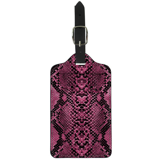 Pink And Black Snakeskin Print Luggage Tag