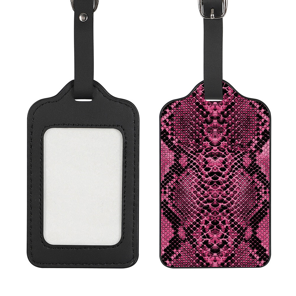 Pink And Black Snakeskin Print Luggage Tag