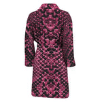 Pink And Black Snakeskin Print Men's Bathrobe