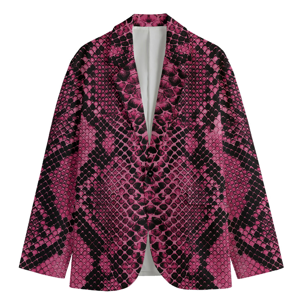 Pink And Black Snakeskin Print Men's Blazer