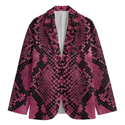 Pink And Black Snakeskin Print Men's Blazer