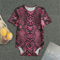 Pink And Black Snakeskin Print Men's Bodysuit