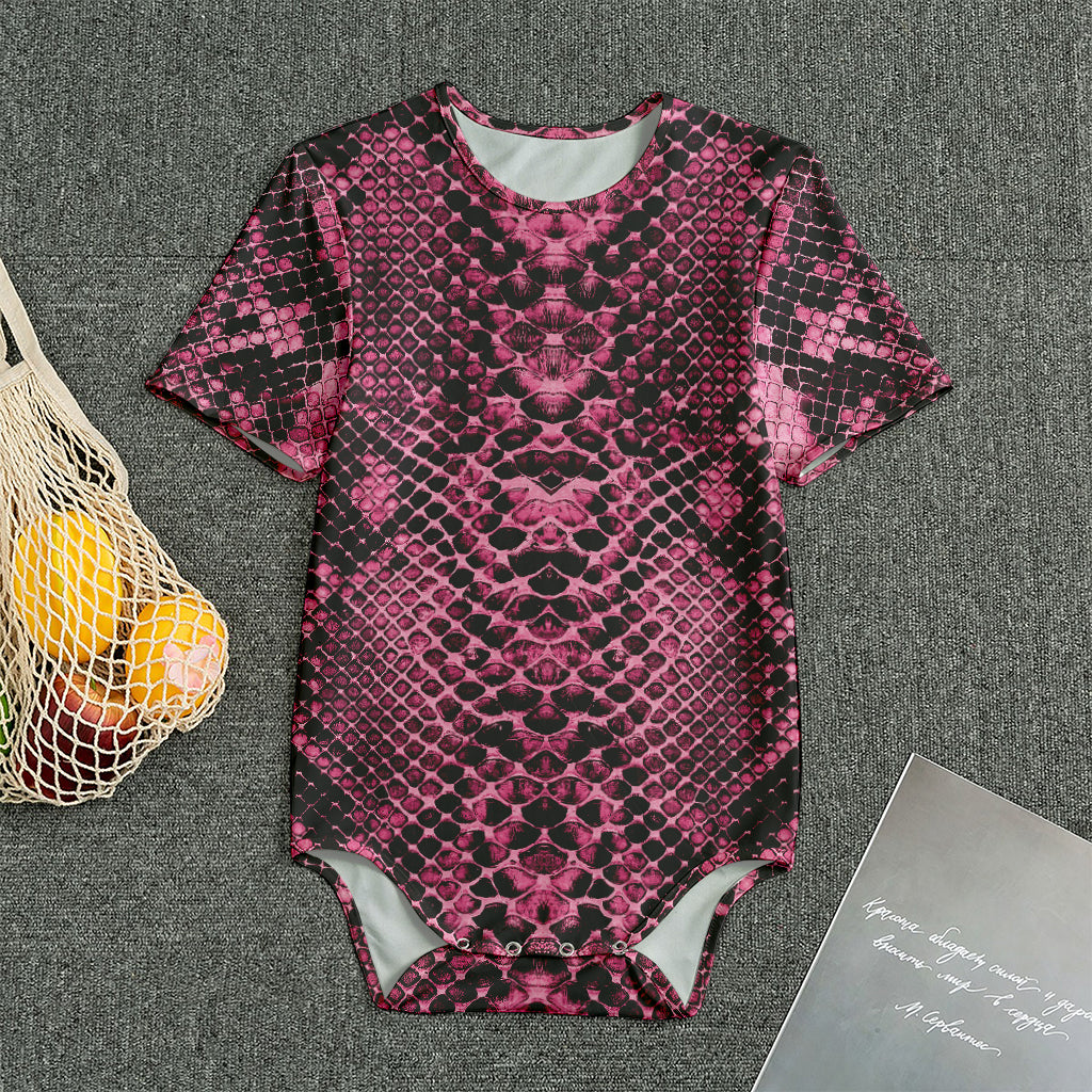 Pink And Black Snakeskin Print Men's Bodysuit