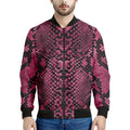 Pink And Black Snakeskin Print Men's Bomber Jacket