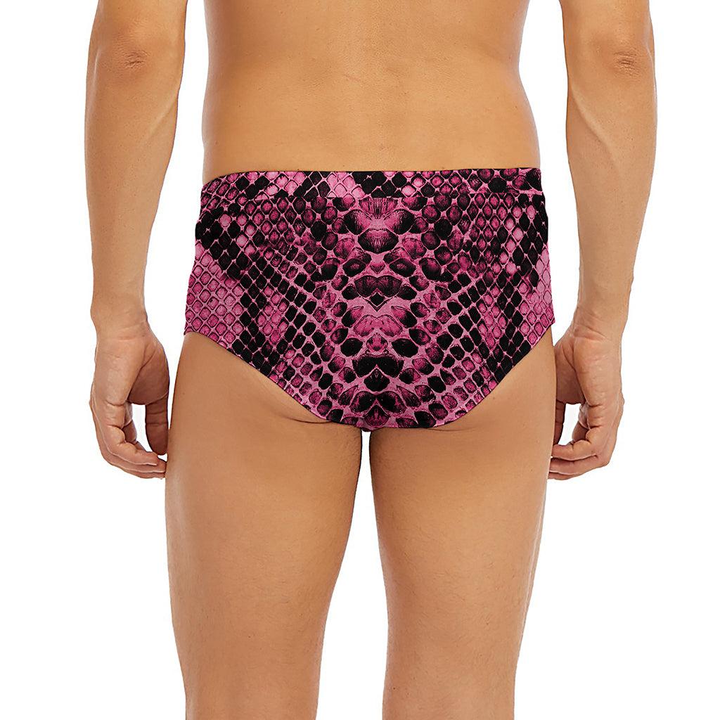 Pink And Black Snakeskin Print Men's Briefs