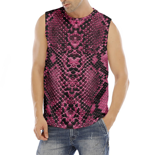 Pink And Black Snakeskin Print Men's Fitness Tank Top