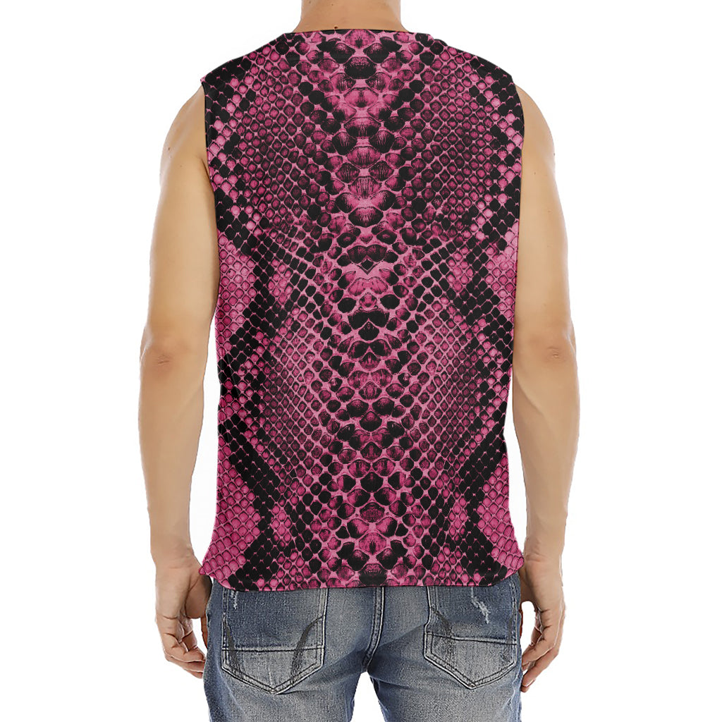 Pink And Black Snakeskin Print Men's Fitness Tank Top