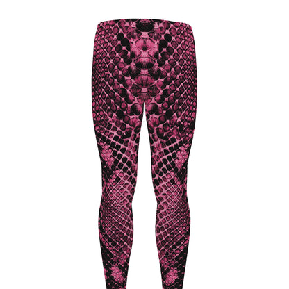 Pink And Black Snakeskin Print Men's leggings