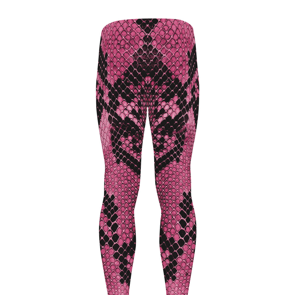 Pink And Black Snakeskin Print Men's leggings