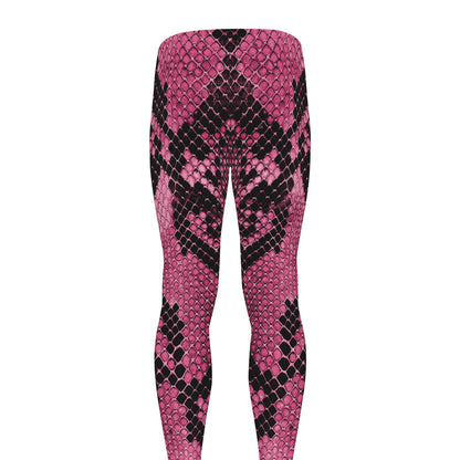 Pink And Black Snakeskin Print Men's leggings