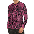 Pink And Black Snakeskin Print Men's Long Sleeve Rash Guard