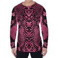 Pink And Black Snakeskin Print Men's Long Sleeve T-Shirt