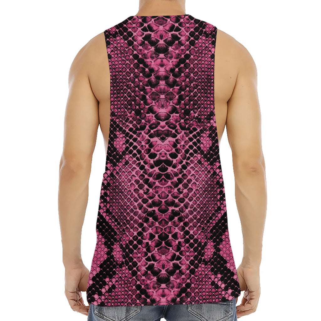 Pink And Black Snakeskin Print Men's Muscle Tank Top