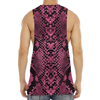 Pink And Black Snakeskin Print Men's Muscle Tank Top