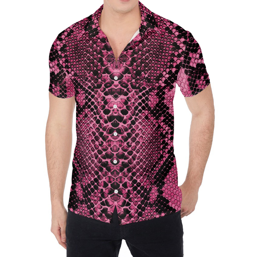 Pink And Black Snakeskin Print Men's Shirt