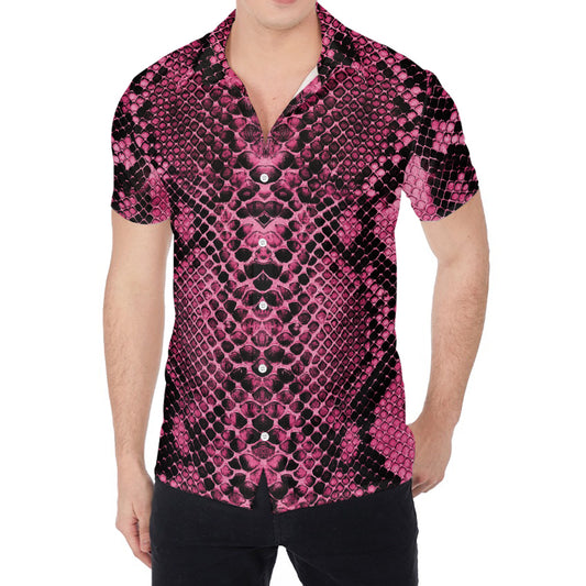 Pink And Black Snakeskin Print Men's Shirt