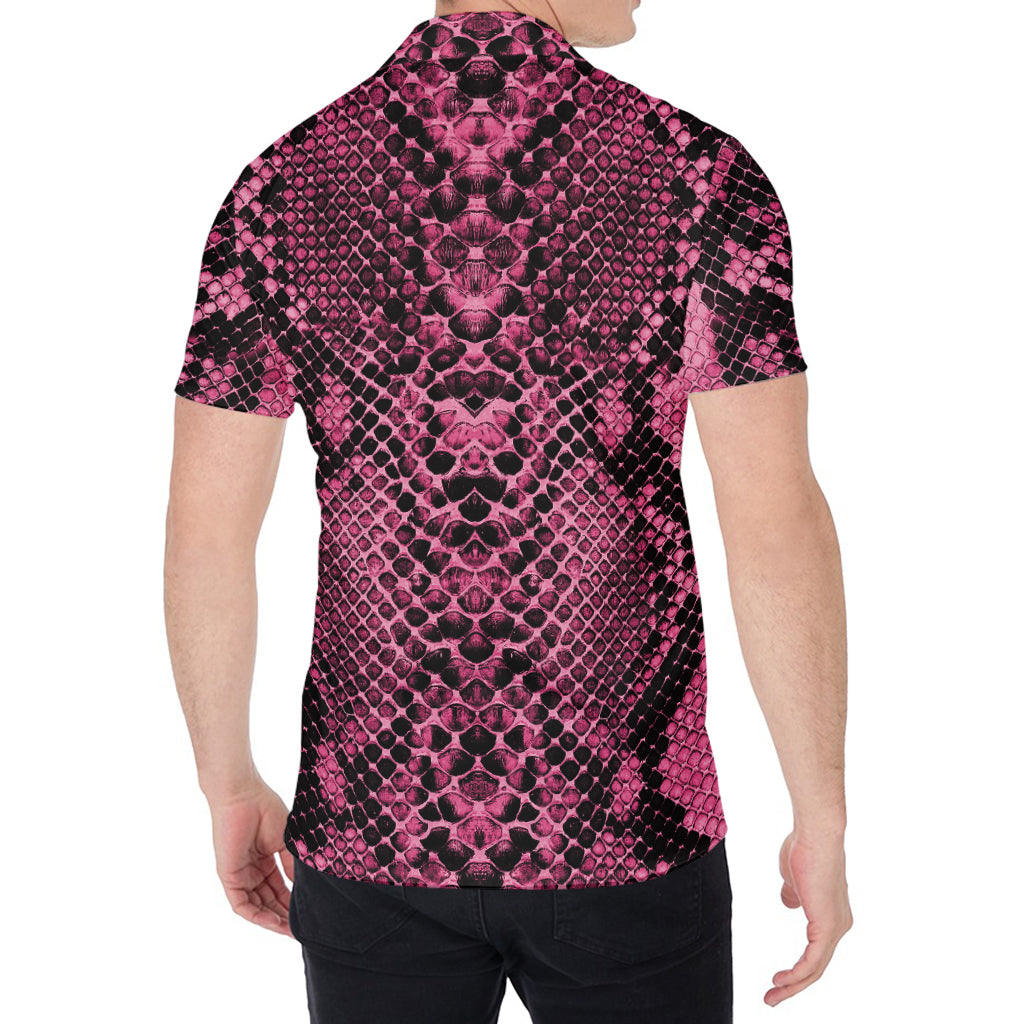 Pink And Black Snakeskin Print Men's Shirt