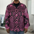 Pink And Black Snakeskin Print Men's Shirt Jacket