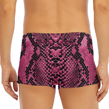 Pink And Black Snakeskin Print Men's Short Boxer Briefs