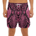 Pink And Black Snakeskin Print Men's Split Running Shorts
